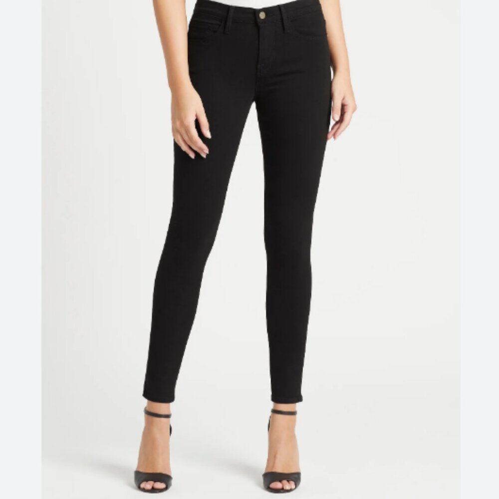 FRAME Le Skinny de Jeanne Mid Rise Zip Fly Stretch Dark Green Wash Size 29